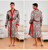 Men’s Leopard Satin Bathrobe Set