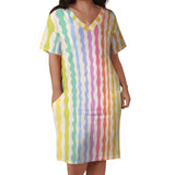 Women Sunflower V-Neck Beach Dress