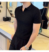 Men Polo Collar Slim Fit Knit Sweater