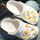 Women Food Egg Shoe Charms Fun Decoration Set