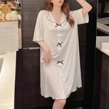 Women Oversized Pajama Dress Short Sleeve Loungewear