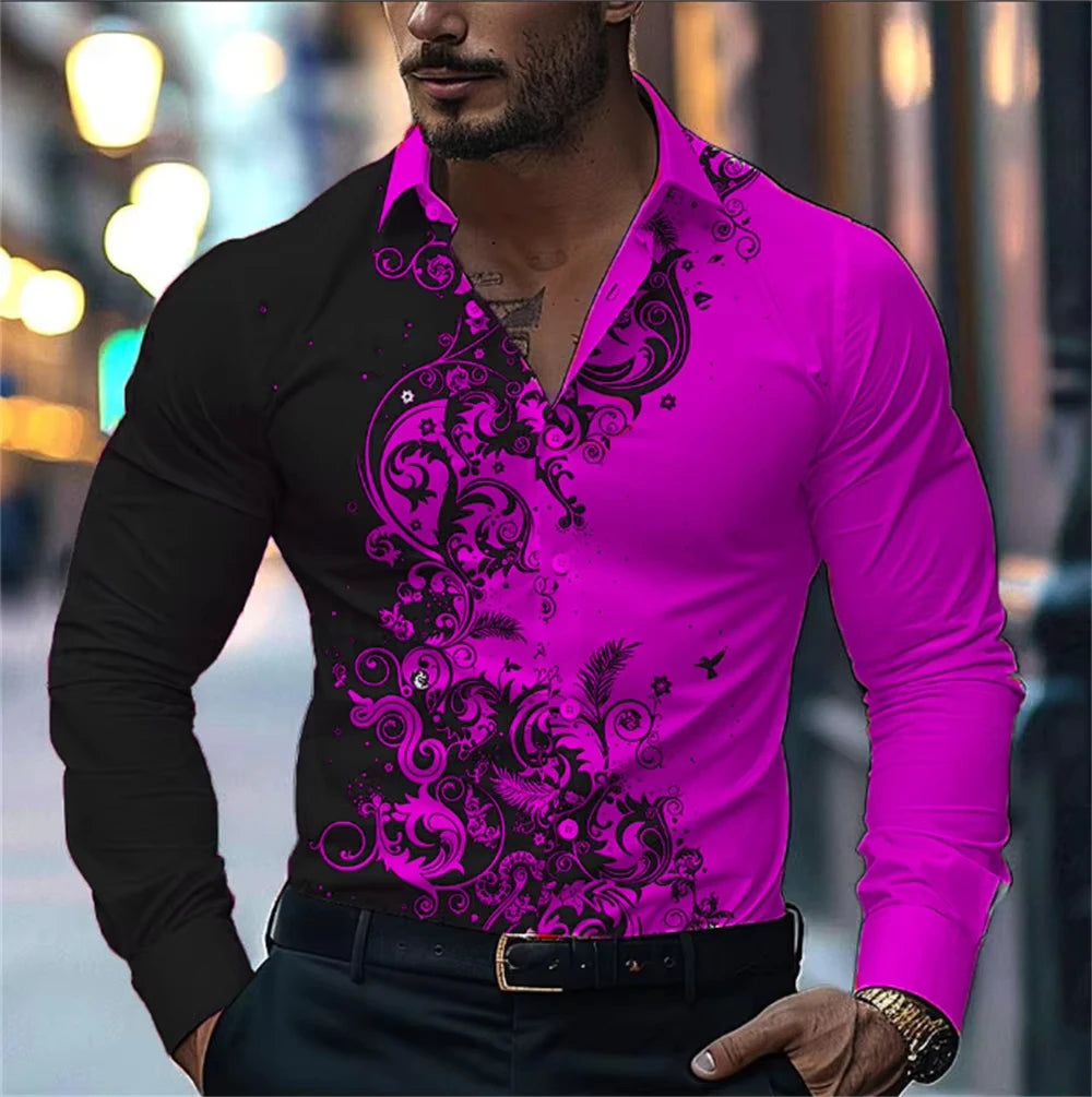 Crimson Floral Dress Shirt