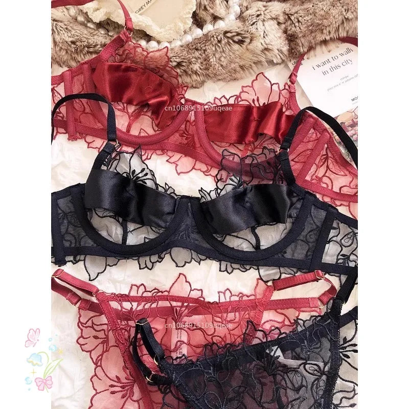Women Embroidered Lingerie Set