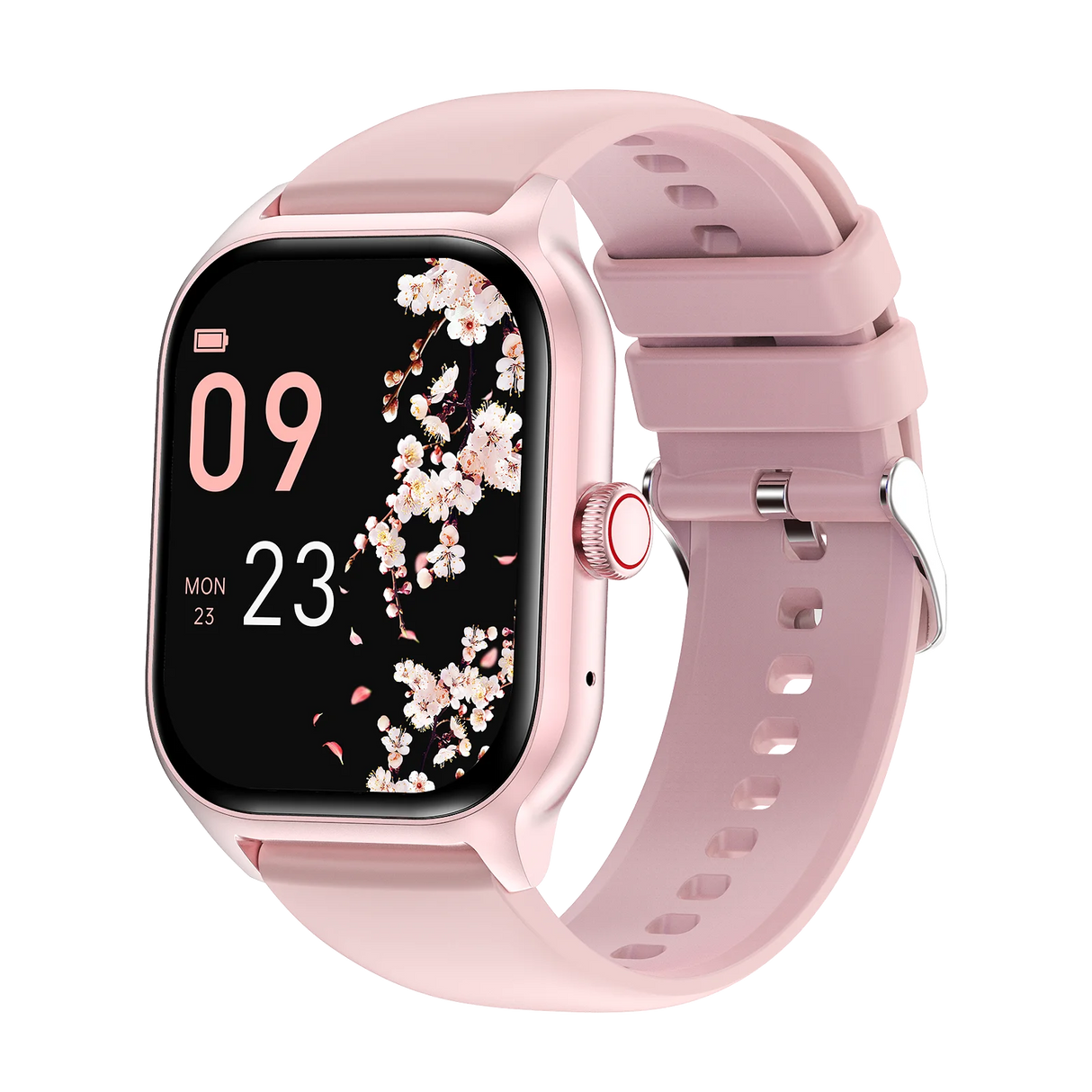 LEMFOT LT10 Smart Watch 2024 in pink with floral display, featuring Bluetooth and activity tracking capabilities.