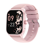 LEMFOT LT10 Smart Watch 2024 in pink with floral display, featuring Bluetooth and activity tracking capabilities.