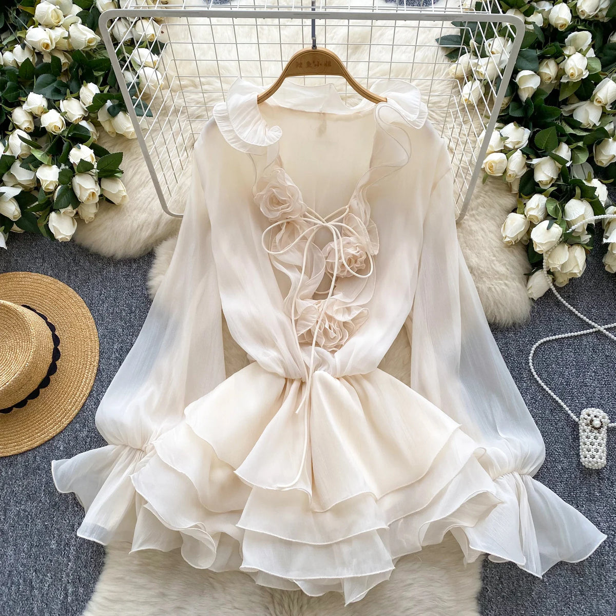 Women's Floral Chiffon Mini Dress