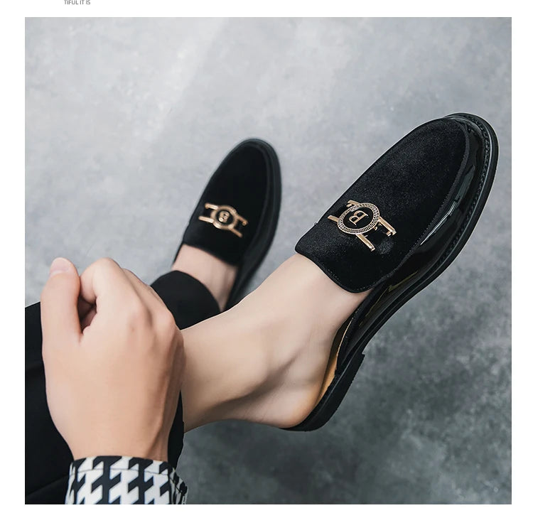 Men’s Black Leather Mules