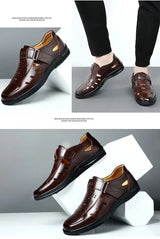 Men’s Summer Hollow Non-Slip Leather Sandals