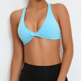Women Twist Front Cross Back Sports Bra