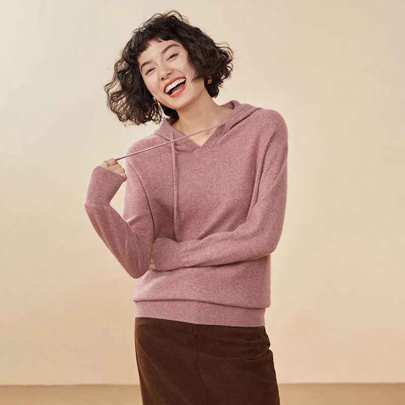 Women's 100% Cashmere Hooded Sweater