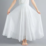Women Cotton Linen Maxi Skirt