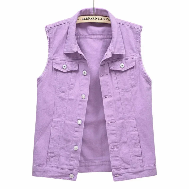 Women’s Print Washed Denim Vest