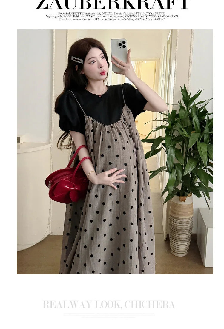 Summer Maternity Two-Piece Skirt Set