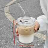 Stripe Glass Cup with Straw
