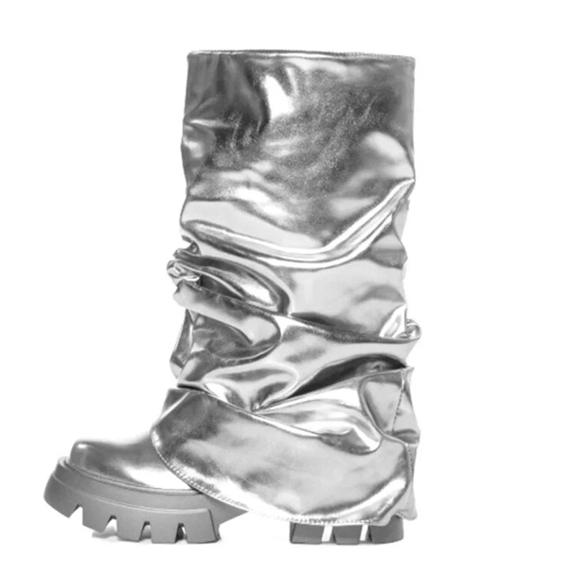 Women Mid Calf Boots Plush Lined Winter Shoes