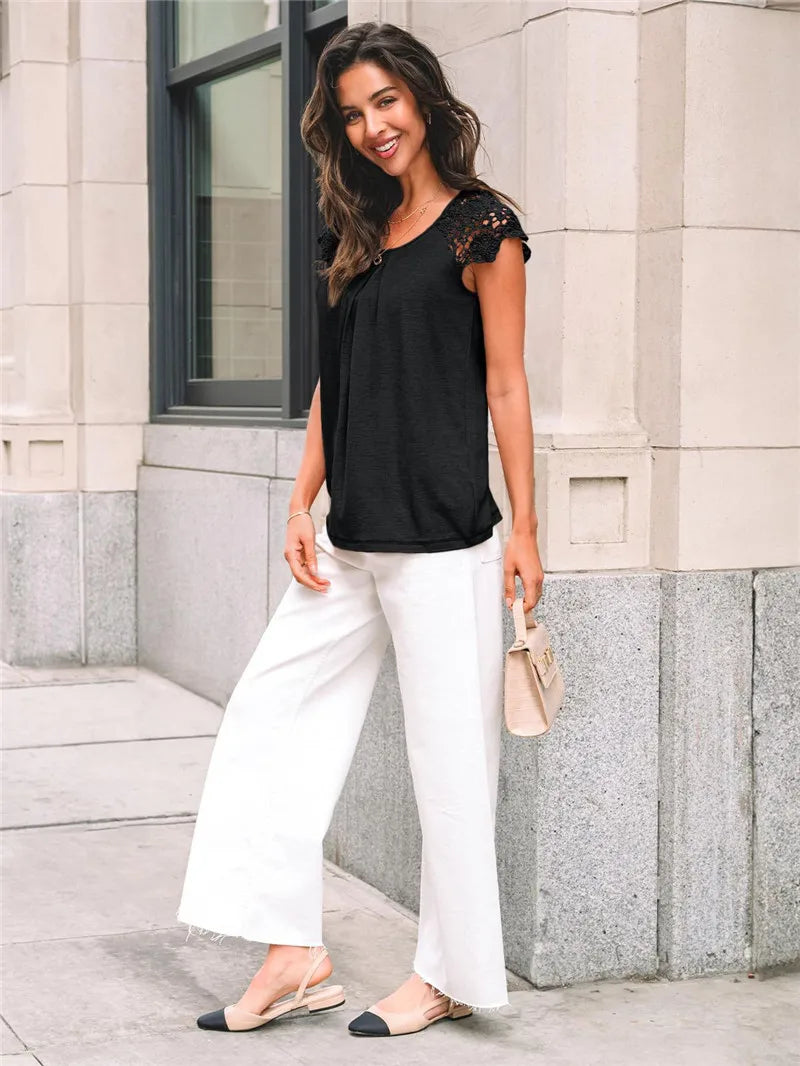 Bella Lace Oversized White Blouse