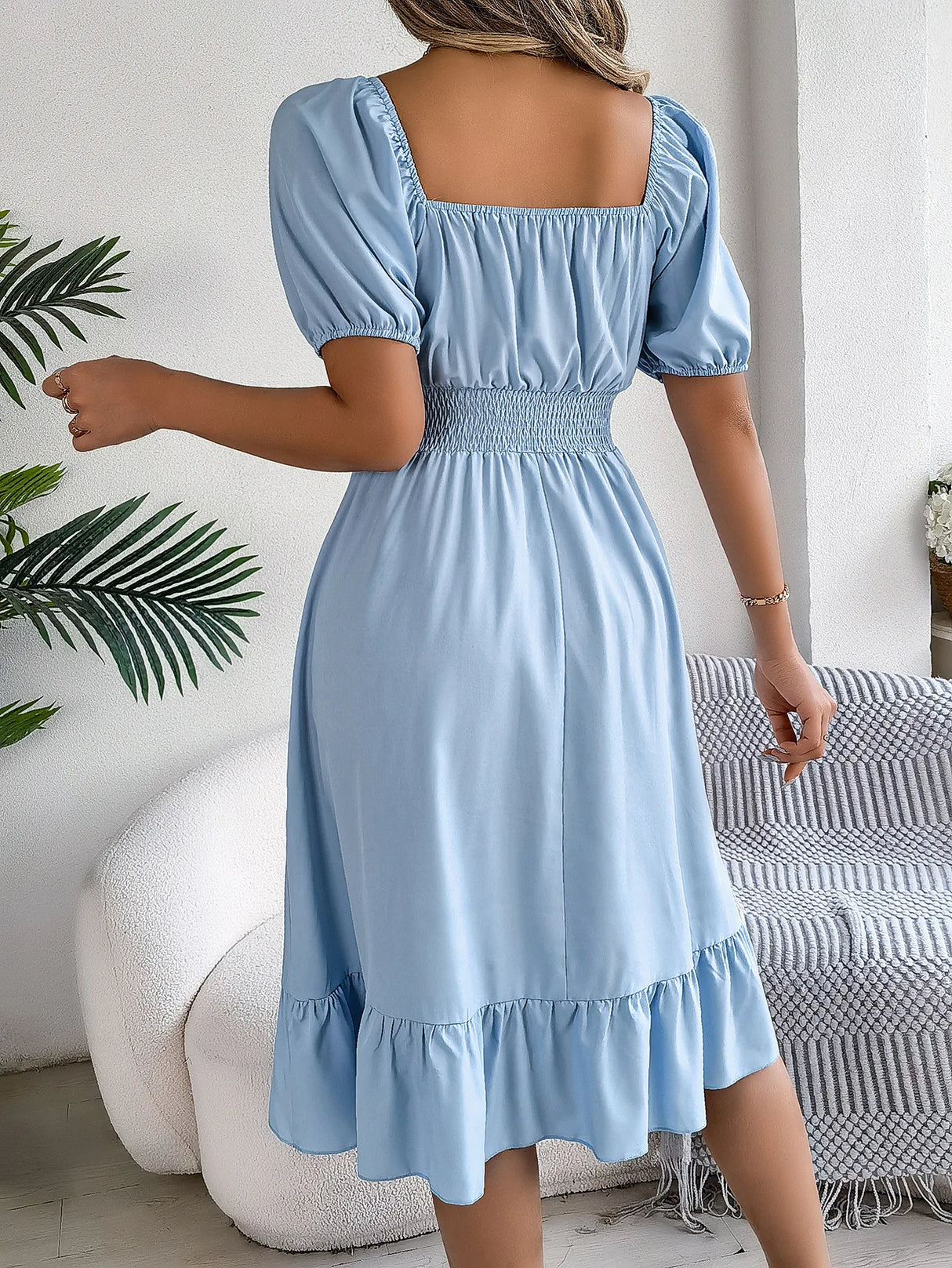 Women Square Neck Summer Dress