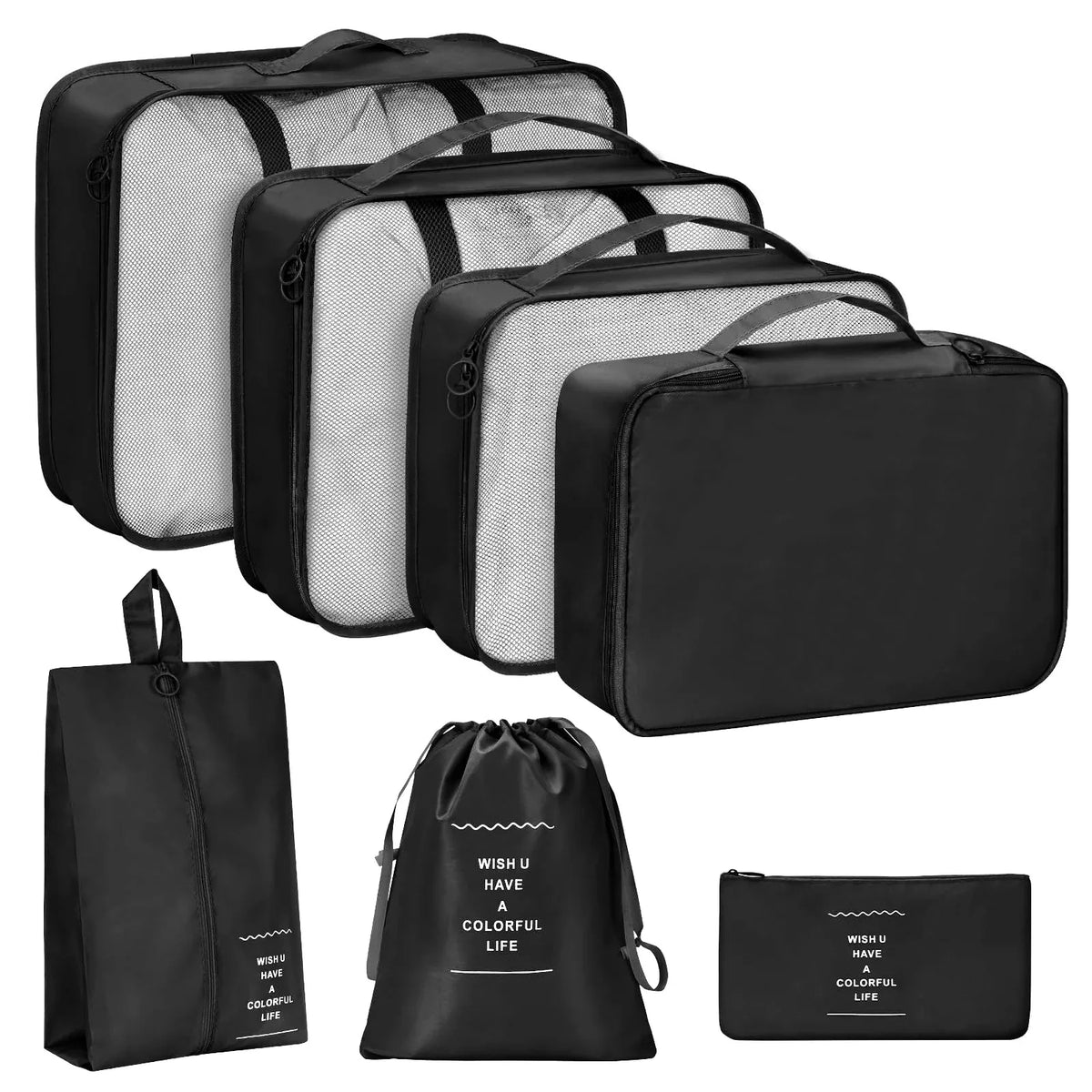 7-Piece Travel Packing Organizer Set – Folding Luggage Cubes