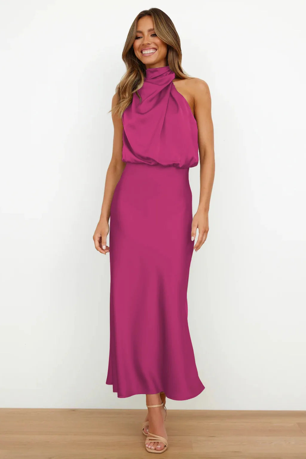 Women's Silk Satin Evening Dress