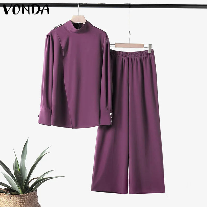 Plus Size High Neck Suit Set