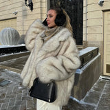 Neo Mint Gradient Faux Fur Oversized Women's Winter Coat
