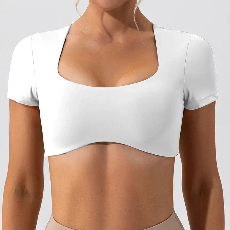 Women Short Sleeve Crop Yoga Shirt