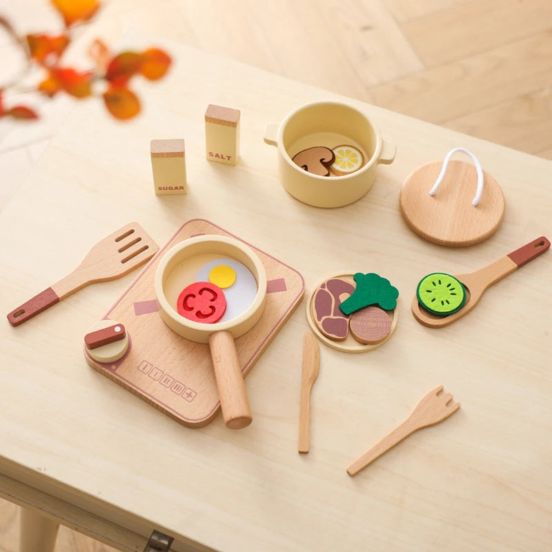 Wooden Kids Play Kitchen Set