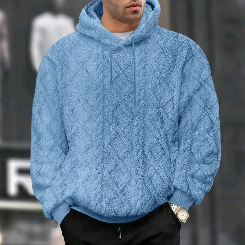 Men Velvet Hooded Pullover Sweater