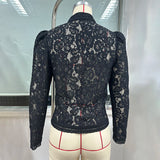 Lace Bloom Embroidered Puff Sleeve Blouse