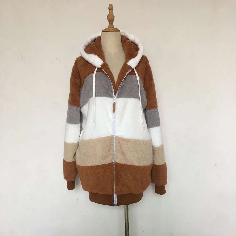 Women's Plus Size Long Teddy Bear Coat