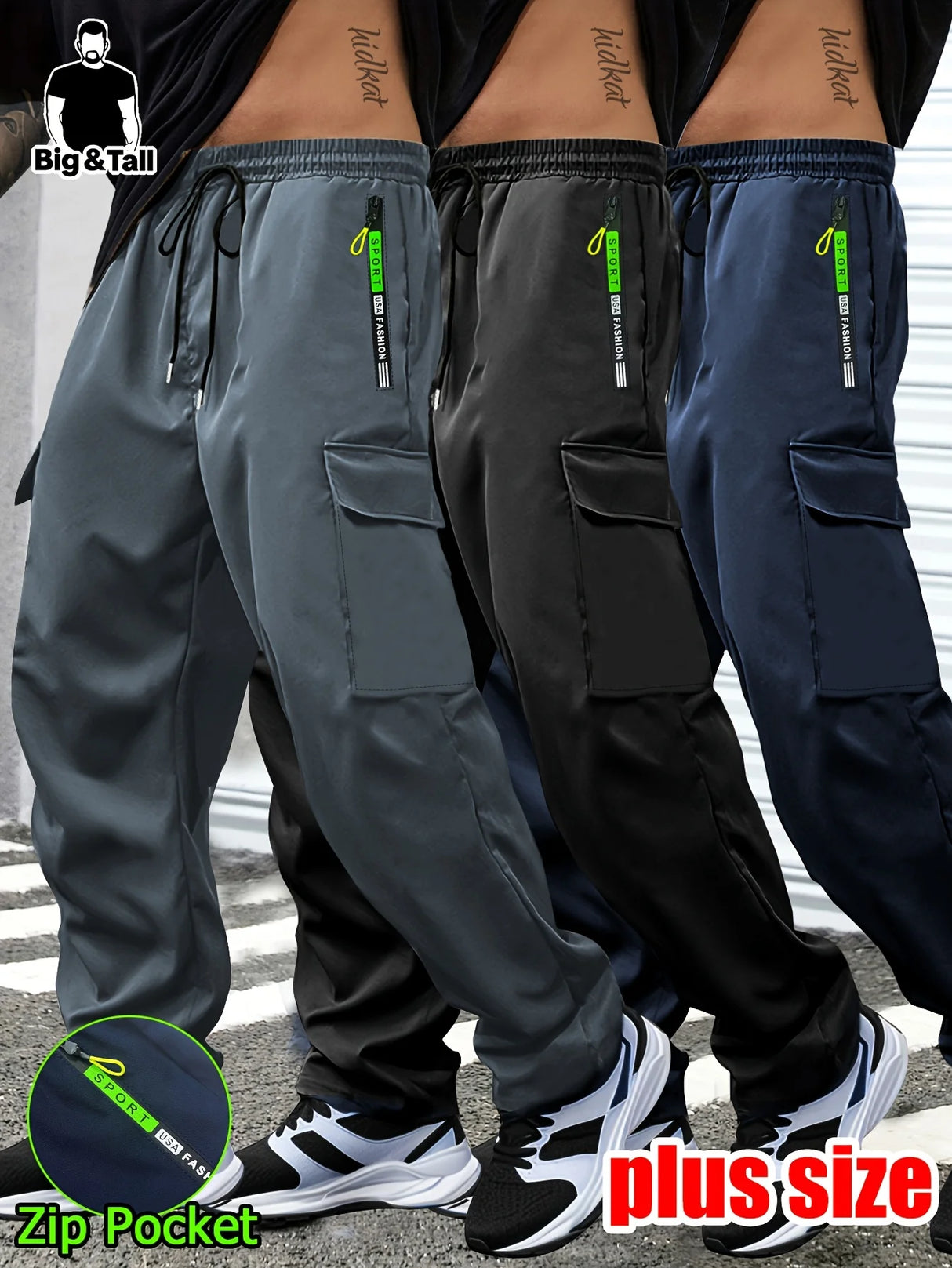 Men's Plus Size Cargo Pants – Multi Pocket