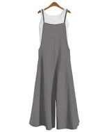 Women Wide Leg Cotton Linen Jumpsuit