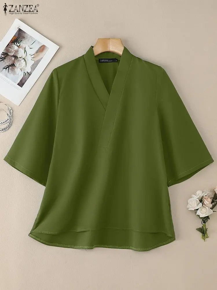 Kyoto Cross V-Neck Tunic Blouse