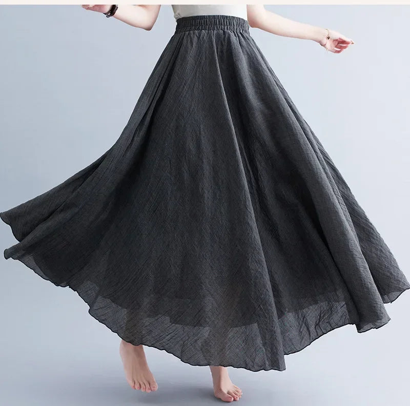 Women Linen Maxi Skirt