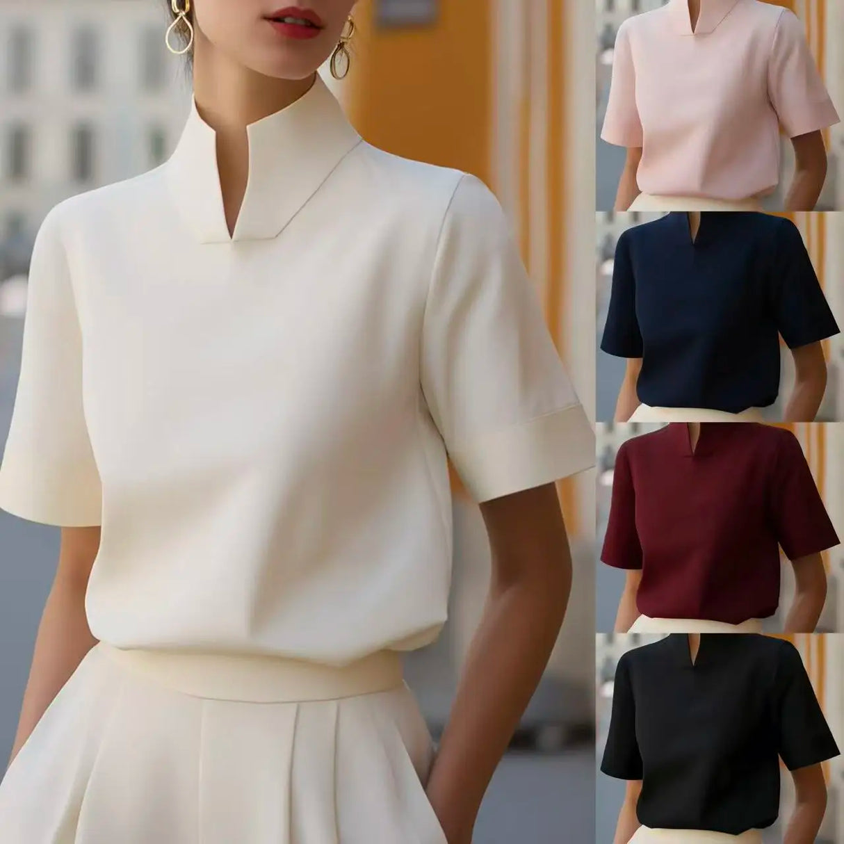Grace Split Neck Office Blouse
