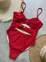 Women Metal Ring Bandeau Swimsuit