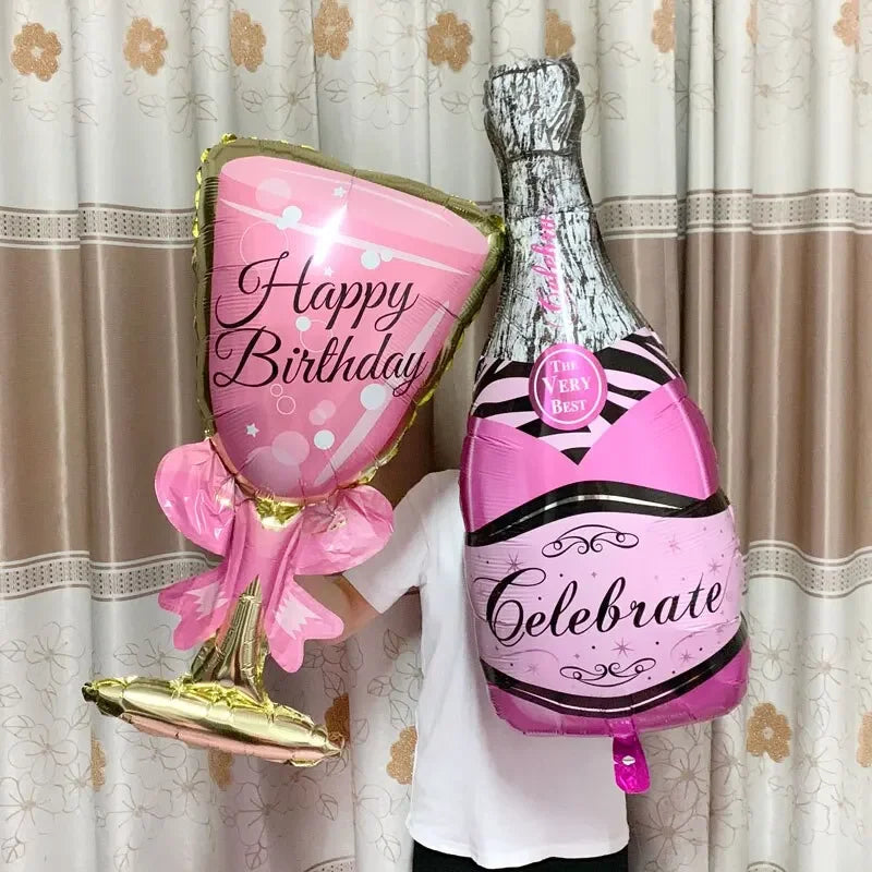 Champagne Bottle & Glass Balloon Set