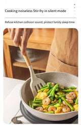 Silicone Cooking Utensil Set with Wooden Handle