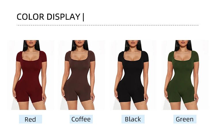 Women Solid Short Sleeve U Neck Jumpsuit