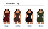 Women Solid Short Sleeve U Neck Jumpsuit
