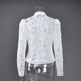 Lace Bloom Embroidered Puff Sleeve Blouse