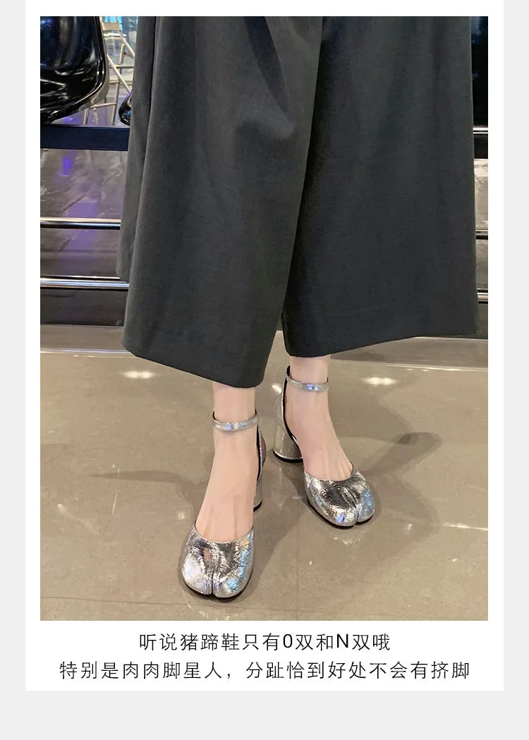 Women’s Leather Square Toe High Heel Pumps
