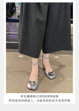 Women’s Leather Square Toe High Heel Pumps