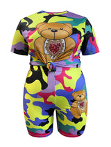Camo Print Plus Size Shorts Set