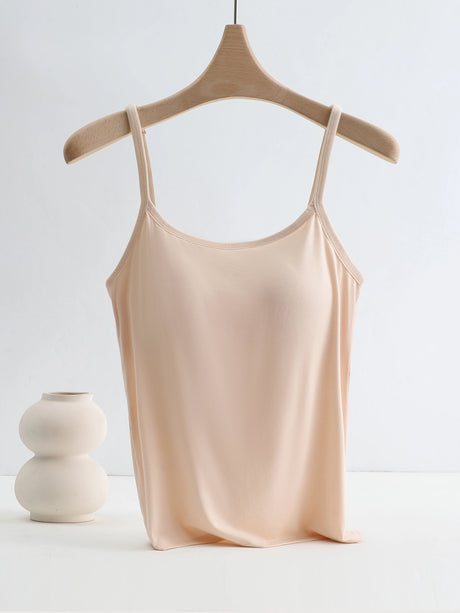 Bralux™ adjustable strap camisole in soft nude color, perfect layering top for women.