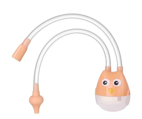 Nasal aspirator for infants with cartoon owl design, featuring silicone material and dual suction tubes for easy use.