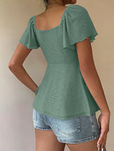 Luna Lace-Up V-Neck Blouse