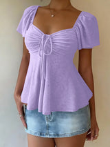 Luna Lace-Up V-Neck Blouse