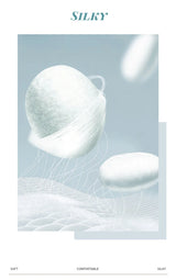 Abstract art featuring soft, comfortable textures with silky elements on a light background.