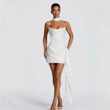 Ivory Luxe Corset Satin Mini Dress